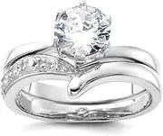 [JewelryWeb] 925 Sterling Silver 2 pc. CZ Simulated Diamond Ring Set Size 8 Band Style-Ring for Women