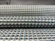 1.5 yds Maharam Oxbow Climate Blue & Gray Textured Grid Wool Upholstery Fabric
