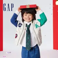 在飛比找momo購物網優惠-【GAP】男幼童裝 Logo刺繡V領外套-灰色(890200