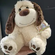NWT Sitting Dog Beige & Brown Teddy Plush 13" Soft Toy by Teddy Mountain