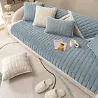 Velvet Plush Plaid Quilted Sofa 1pc/28"x28"/Armrest or Backrest Cover Blue