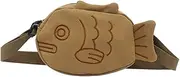 [BXCNCKD] Cute cartoon fish canvas messenger bag embroidered girl messenger bag, Brown