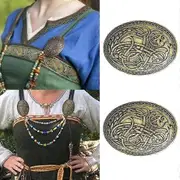 2x Nordic Vikings Pin Amulet Sweden Scandinavian Dragon Brooch Antique Gold
