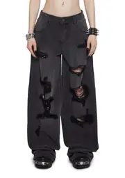 [Dolls Kill] Sinful Attitude Wide Leg Jeans (Brooklyn)