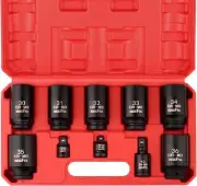EGOFIX 1/2" Drive Deep Impact Socket Set, 10-Piece Spindle Axle Nut Black