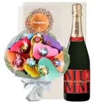 Congratulations French Sparkling & Lindt Chocolate Bouquet Gift Hamper - Medium - Edible Blooms