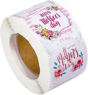 LALAFINA 1 Roll Happy Mother's Day Packing Labels Floral Adhesive Stickers for Envelopes More Off Decorative Sealing Stickers for Celebrating Love Gratitude