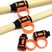 7A Drum Stick Control Clip Finger Drumsticks Aid Drum Stick Finger Controller Silicone Drum Sticks Twirling Controller Auxiliary Drumsticks Finger Ring Anti-Slip 2pcs(Black and Orange)