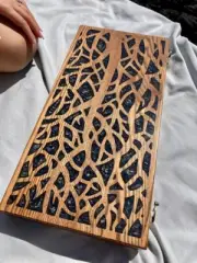 Wooden & Epoxy Resin BACKGAMMON Game Board Nardy Gift Present Family Game