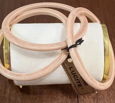 Lucite Bracelets DuPont Lucite NOS Peach 3 1960s 2 1/2 Inches