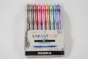 Zebra SARASA Clip 10mm Bold Point Pen 9 count Metallic Shiny Color Gel Ink Set