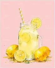 TAOPAOLAB Lemonade Jar Paint by Numbers Kit for Adults - DIY Yellow Drink on Pink Background Painting on Canvas 16x20In, Acrylic Paint Set, Suitable for Beginners, Art for Home Decoration or Gifts