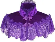 [Daisy corsets] Women's Purple Velvet & Lace Capelet, One Size, Purple, One Size
