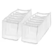 2pcs Jeans Clothes Storage Boxes 7Grids Foldable Drawer Organizer,White