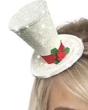 White Christmas Top Hat Headband