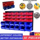 30xBin Wall Mounted Storage Rack Shelf Organiser Nuts Bolts Garage Container Box