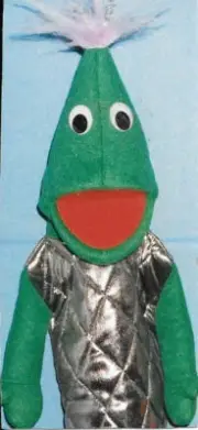Little Alien Kid Puppet 13" tall-IN STOCK w/memory verse CD & intro music