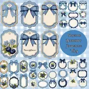 Junk Journal Tags Supplies, Blueberry Coquette Journaling Tags, Scrapbook
