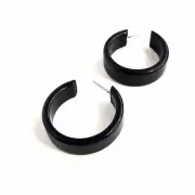 Black Shiny Chandler Hoop Earrings