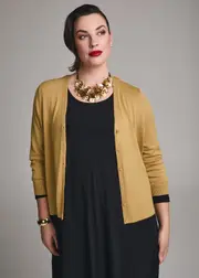 [TS] Taking Shape Ivy V-neck Natural Knit Cardigan Size 16 in Mustard, Viscose - Plus Size Women's Clothing Mustard