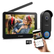 Tmezon Wireless WiFi Video Doorbell with Camera and Monitor Doorbell Intercom