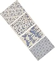 4 Sheets of Classic Blue White Clay Decal Paper Decorative Transfer Paper Delicate Pottery Decals for DIY