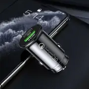 Black Dual USB Car Charger Fast Charing USB C PD Car Cigarette Socket Lighter