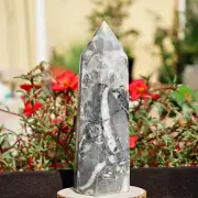 1LB Natural Shell Jasper Crystal Obelisk Quartz Tower Reiki Healing Decoratioin