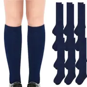 12x Pairs School Uniform Knee High Socks Cotton Rich Girls Boys Kids Bulk - Navy 2-8 (10-12 Years Old)
