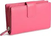 [SADDLER] Womens Real Leather Large Bifold Purse Wallet with Centre Zipper Coin Purse | Designer Ladies Clutch Perfect for ID Coins Notes Debit Travel Cards | Gift Boxed