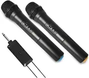 ZONADA Dual Wireless Microphone, Rechargeable Mic System with Receiver and Anti-Slip Ring, 30-100 Meters Transmission Distance for Karaoke Singing, Public Speech, Wedding, Stage, Outdoor Activity