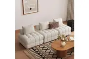 3 Piece Living Room Boucle Sofas Beige