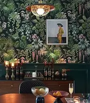 Ismoon Green Peel and Stick Wallpaper Vintage Floral Contact Paper 16.1x78.7in Tropical Jungle Stick on Dark Moody Botanical Leaf Thicken Removable Self Adhesive Wallpaper for Bedroom, Black/Green