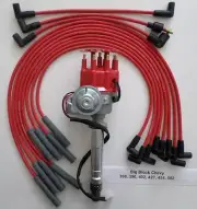 CHEVY 396 427 454 502 Small Cap HEI Distributor + RED SPARK PLUG WIRES 180 BOOT
