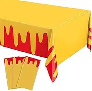 3 Pcs Ghost Themed Plastic Tablecloths 54 x 108 Inch Waterproof Rectangle Table Cover Disposable Table Cloth for Boy Birthday Party Halloween Decorations Baby Showers Supplies (Bright Yellow)
