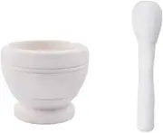 Traditional Grind, Grinder Garlic Spice Herb Resin Mortar Pestle Set Cooking Tools Supplies Medicine Grinder Masher(White)