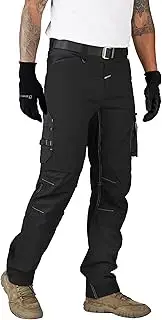 [Ellobird] Men's Construction Work Utility Pants Relaxed Fit Stretch Flex Cordura Double Knee Reinforcement Carpenter Cargo