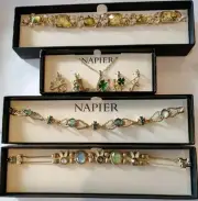 Napier Gold Jewelry Lot 3 Bracelets 1 Necklace Easter Rabbit NOS Vtg Signed