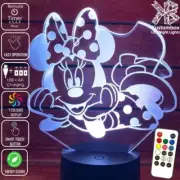 MINNIE MOUSE LAYING 3D LED Battery USB Night Light 7 Colour Changing Room Lamp