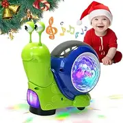 Baby Toys Toddler Luminous Snail Toy, Electric Snail Toy, Tummy Time Crawling Snail Toys, Musical Toys with Light-up, Musical Crawling Snail Toys, Interactive Sensory Toy for Home (Green)