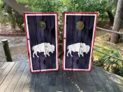 WATERPROOF Buffalo Bills Cornhole Board Wraps, LAMINATED 3M Vinyl - Design 27