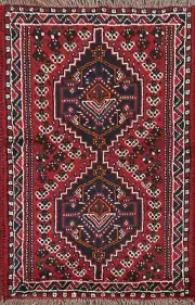 Geometric Red/ Ivory Traditional Wool Rug 3x4 Handmade Carpet
