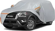 Car Cover for 2004-2025 Nissan Armada/Infiniti QX80, Waterproof Custom-fit All Weather Sun Rain UV Dust Snow Protection Outdoor Full Car Cover with Door Zipper and Cotton Lining-Grey