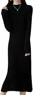 [Zozogag] Autumn Winter High Elasticity 100% Wool Straight Sweater Dress Warm Basic Knit Pullover