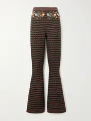 [Etro] Etro - Embroidered Jacquard-knit Bootcut Pants - Brown - IT38 IT 38 Brown