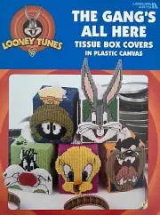 Brand New: Looney Tunes THE GANG'S ALL HERE TISSUE BOX COVERS IN PLASTIC CANVAS