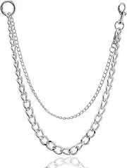 [Wrlcorly] Pants Chain Goth Jean Chains Belt Punk Hip Hop Layered Trousers Chain Wallet Pocket Chains Star Mushroom Key Chains for Women Men Silver Tone