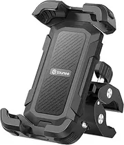 tounee Bike Motorcycle Phone Holder Mount -Dual Vibration Dampener, Tool-Free Handlebar Clip & Secure Lock for iPhone 16/15 Pro Max, 4.7-6.9" Phones - Black