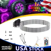 4x 17.5'' Double Row LED Wheel Ring Color Lights RGB Rim Lights APP Remote New