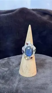 Karis Malagasy Labradorite, Multi Gemstone Celestial Garden Ring in Platinum Bon